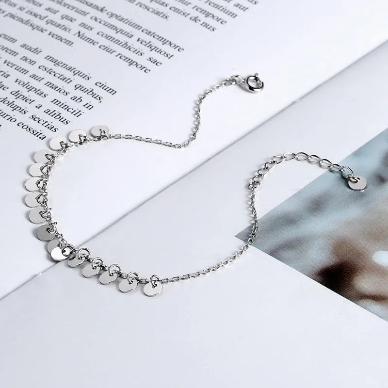 Geometric disc tassel female anklet