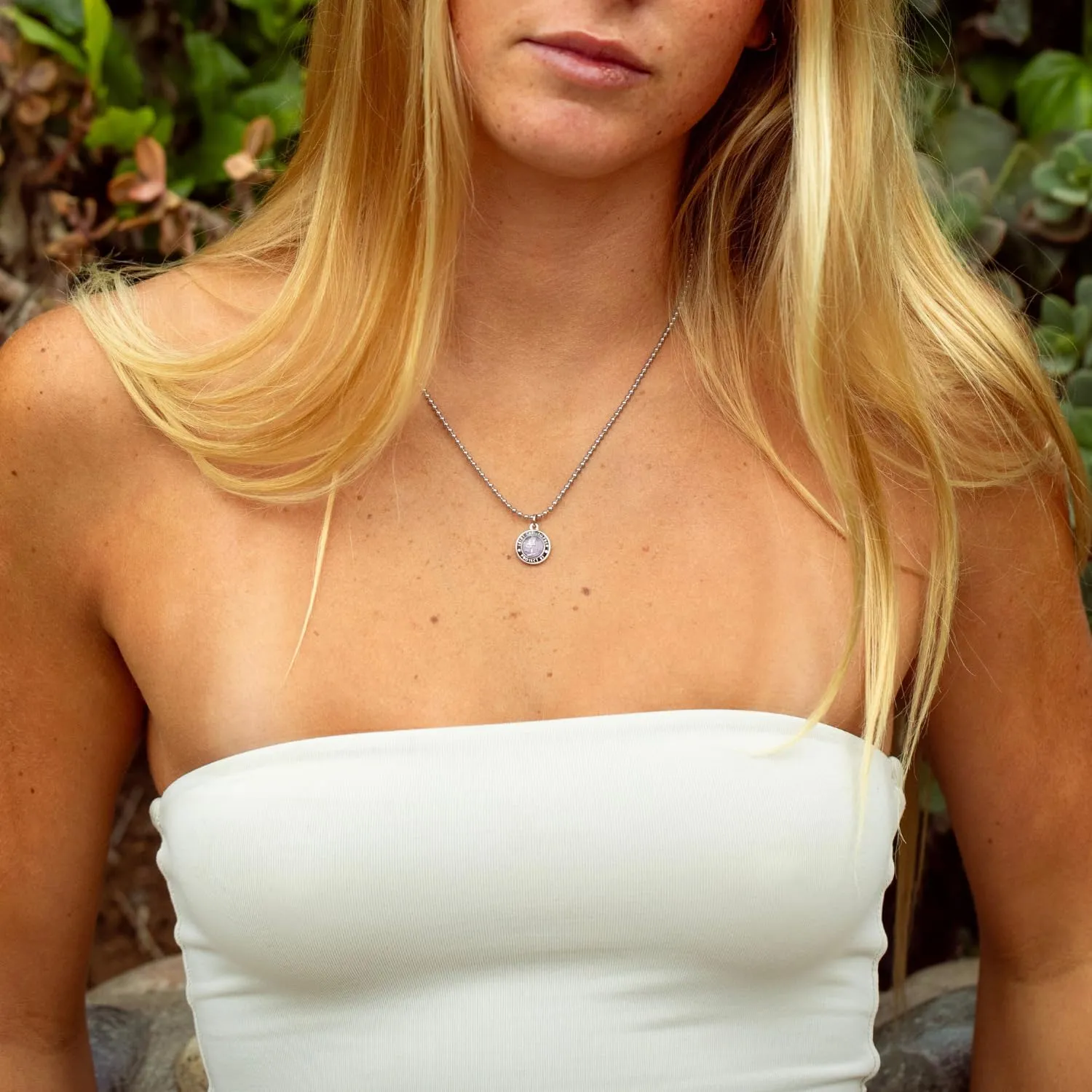 Get Back Necklaces St. Christopher Surf Necklace | Small,  Silver Plated Medallion, 18 Aluminum Ball Chain