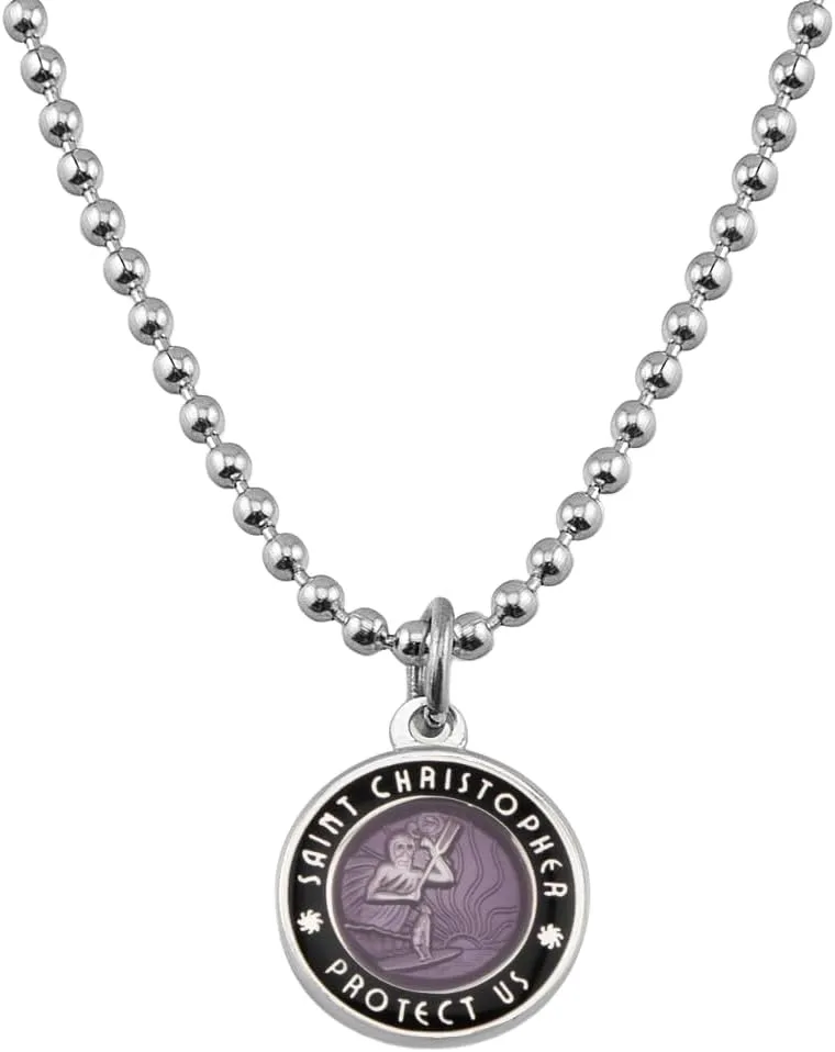 Get Back Necklaces St. Christopher Surf Necklace | Small,  Silver Plated Medallion, 18 Aluminum Ball Chain