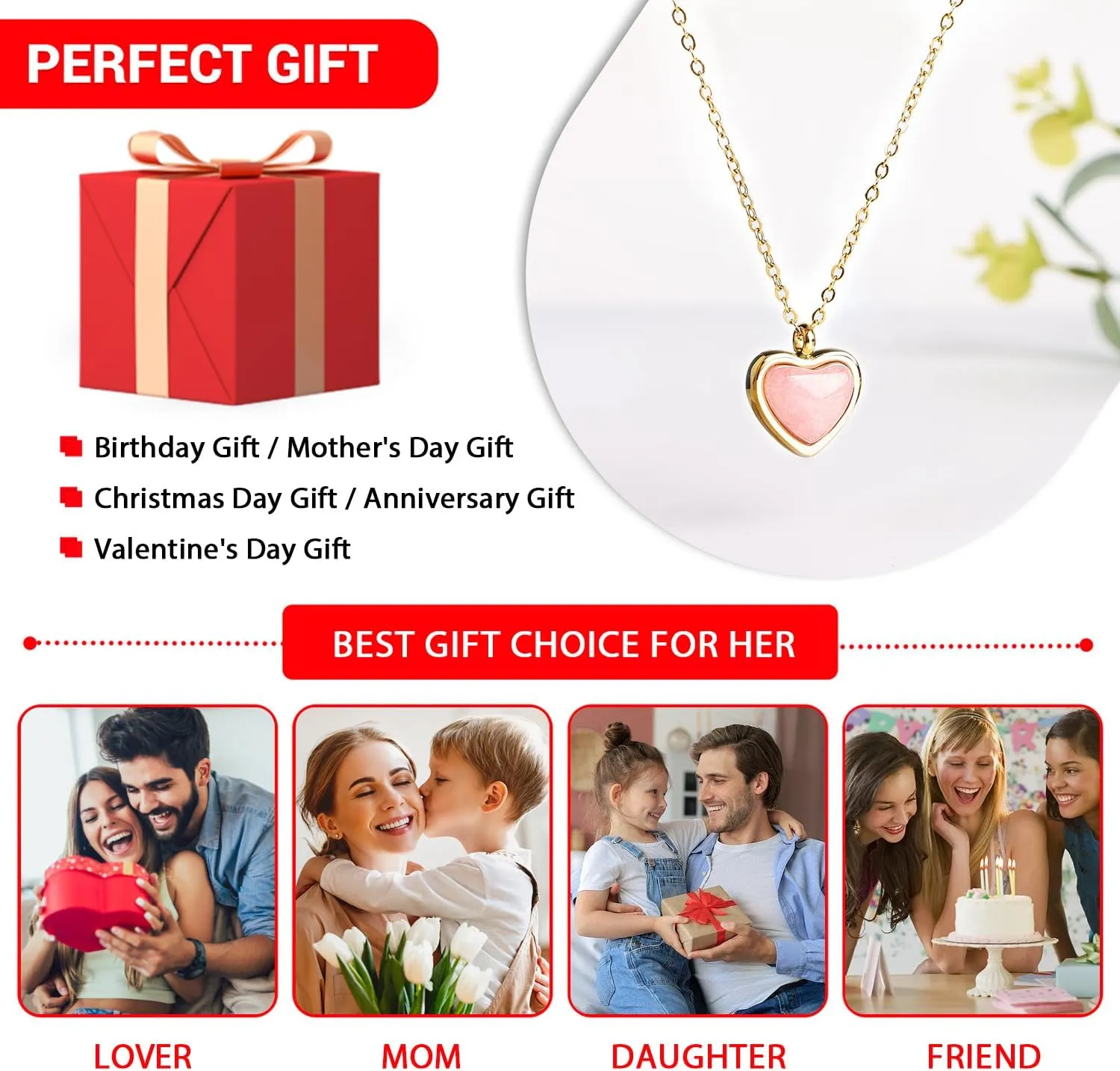 Gifts for Women Heart Necklace Carnelian Crystal Heart Necklace for Women Gifts Valentines Day Gifts for her