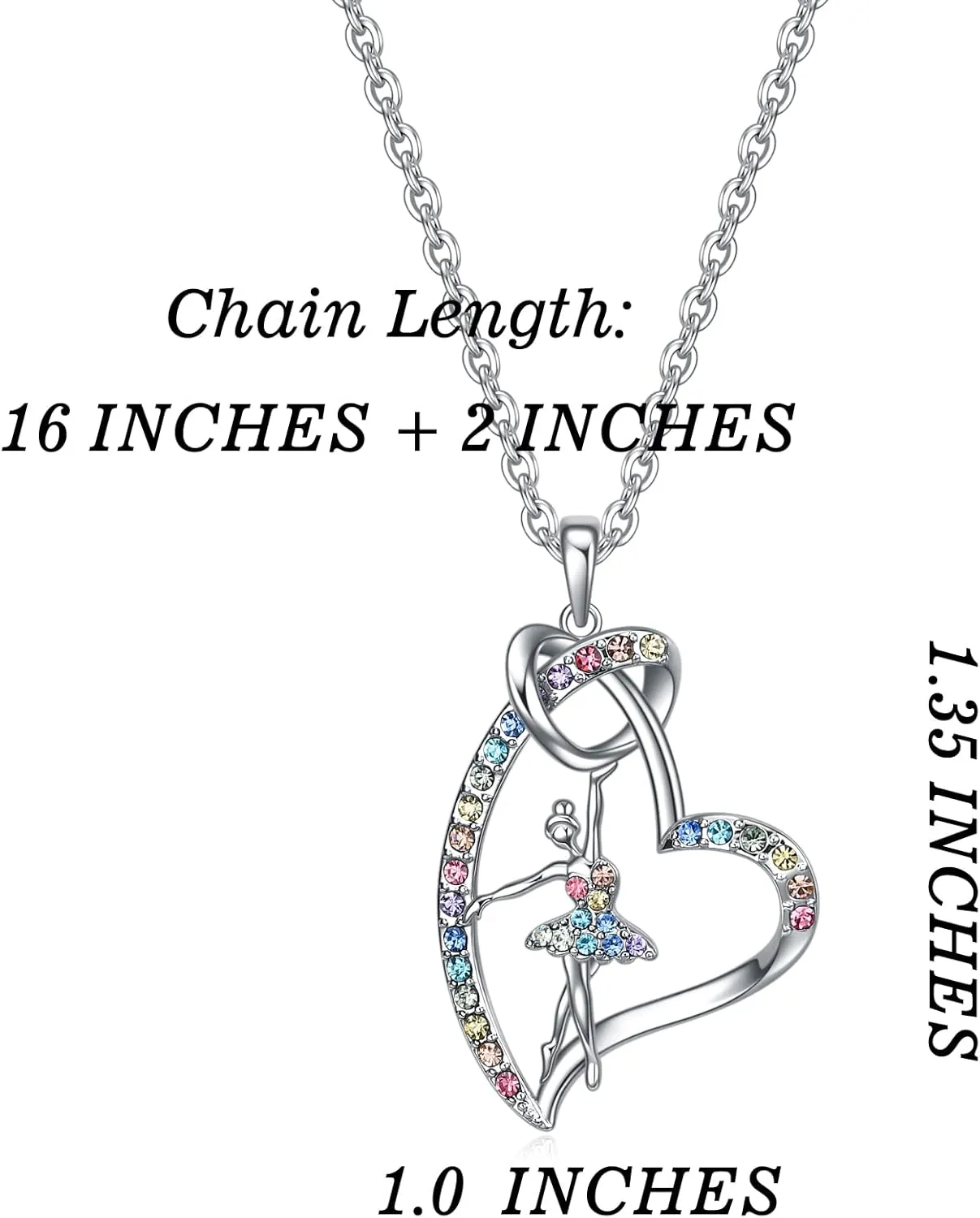 Girls Ballet Ballerina Necklace Gifts,Dance Recital Gifts For Girls Rainbow Dance Gifts Heart Dance Jewelry For Girls