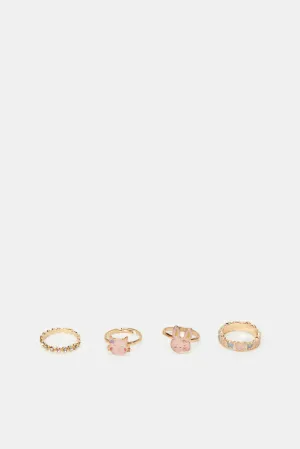 Girls Gold Embellished Ring set