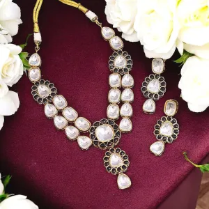 Glamorous Bollywood Polki Beaded Necklace Earrrings Set, Celebrity Designed Polki Necklace Set, Indian Polki Jewelry Set, Pakistani Polki Jewelry Set, Wedding Polki Necklace Set