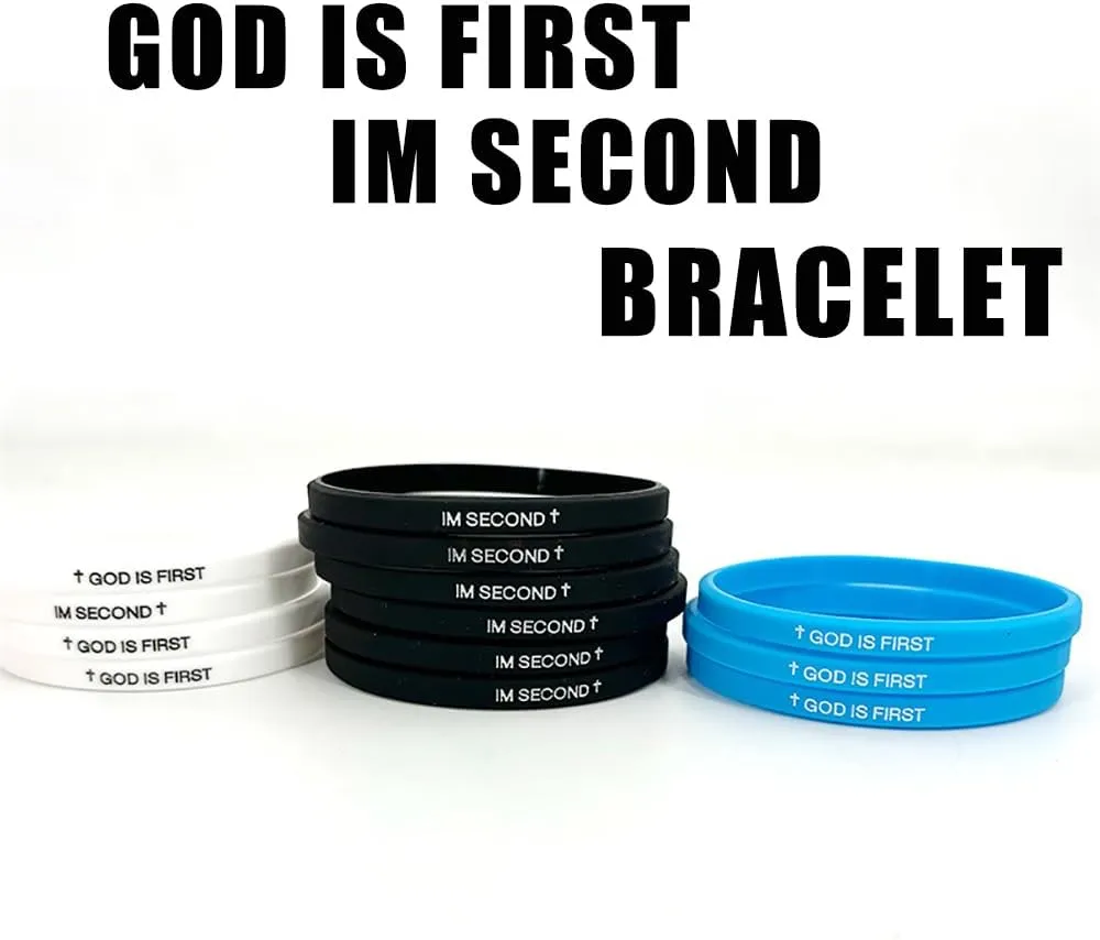 GOD IS FIRST BRACELET,IM Second Christian Rubber Inspirational Bible Verses Bracelets Motivational Jewelry Gifts for Men Women