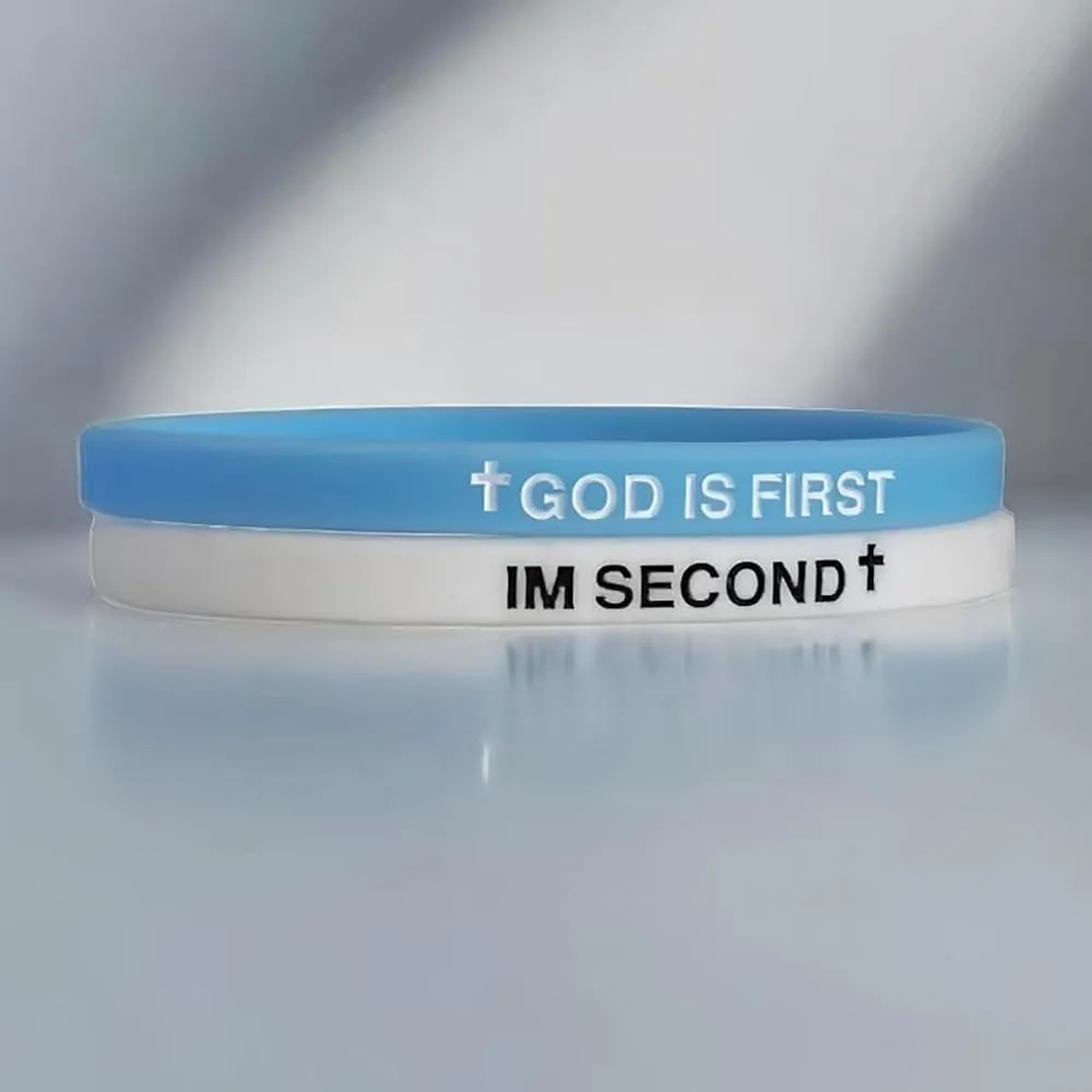 GOD IS FIRST BRACELET,IM Second Christian Rubber Inspirational Bible Verses Bracelets Motivational Jewelry Gifts for Men Women