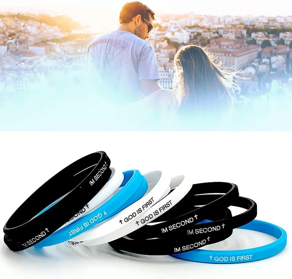 GOD IS FIRST BRACELET,IM Second Christian Rubber Inspirational Bible Verses Bracelets Motivational Jewelry Gifts for Men Women