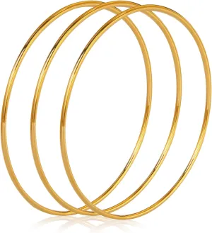 Gold Bracelets for Women, Hypoallergenic Charm Bangle Cuff Bracelet Set for Women, Trendy Dainty Stackable Lightweight 14k Gold Plated Bracelet Pack for Womens