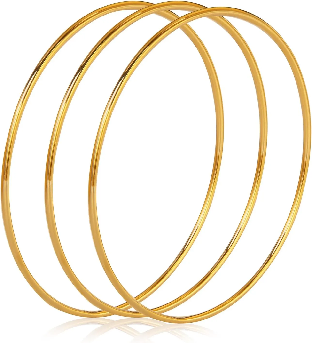 Gold Bracelets for Women, Hypoallergenic Charm Bangle Cuff Bracelet Set for Women, Trendy Dainty Stackable Lightweight 14k Gold Plated Bracelet Pack for Womens