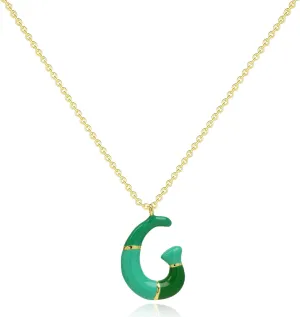Gold Initial Necklace for Women Girls, 18K Gold Plated Colorful Letter Pendant Necklace Alphabet Name Necklace A-Z Personalized Jewelry for Womens Mother Gift (G)