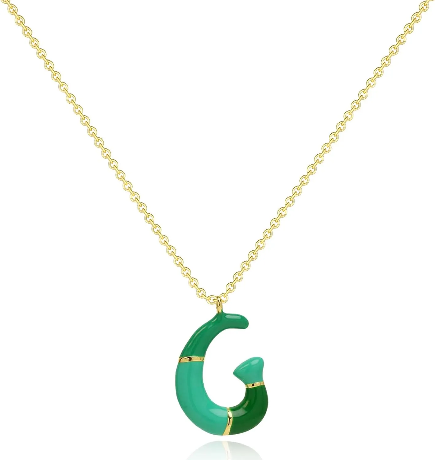 Gold Initial Necklace for Women Girls, 18K Gold Plated Colorful Letter Pendant Necklace Alphabet Name Necklace A-Z Personalized Jewelry for Womens Mother Gift (G)