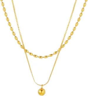 Gold Layered Necklaces for Women Trendy Ball Pendant Necklace Set Rice Bead Necklace Stack Fashion a Necklace for Women  Statement Necklace for Women