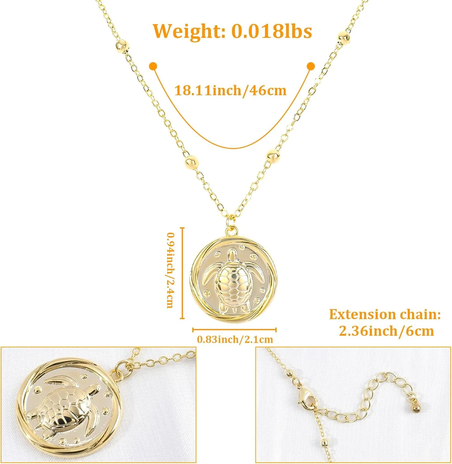 Gold Pendant Necklace for Women 14K Gold Plated Coin Pendant Necklace Adjustable Chain Disc Round Charm Initial Statement Necklace Trendy Jewelry Gift for Her