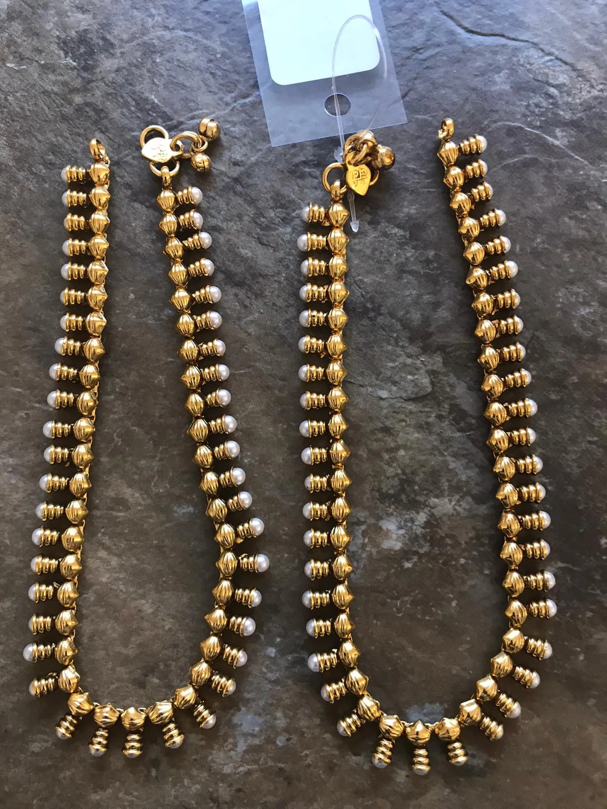 Gold Plated Anklet or Payal with Pearl Design