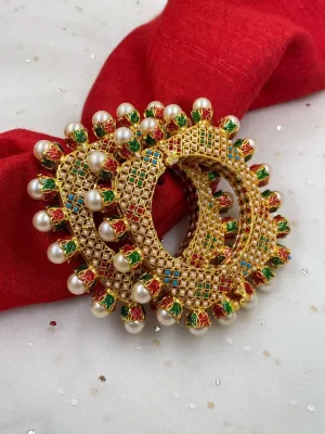 Gold Plated Meenakari Multi Color Square Shape Bangles By Gehna Shop