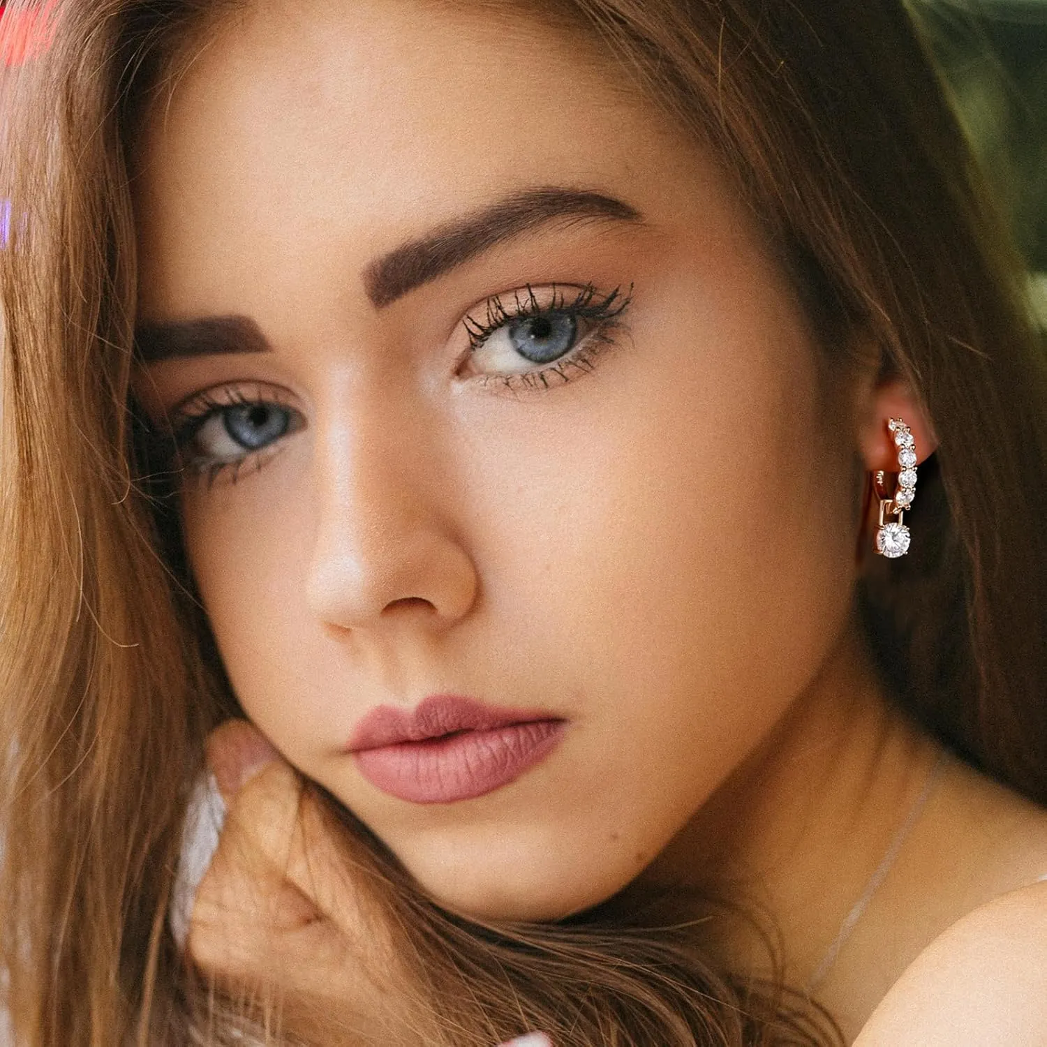 Gold-Plated Silver Plated Chunky Gold Hoop Earrings for Women Emeralds CZ Drop Dangle Earrings Studs Trendy Jewelry