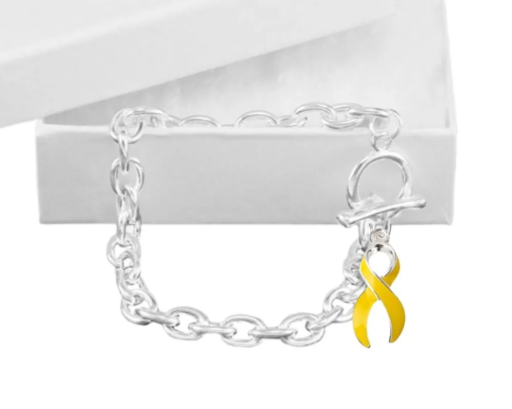 Gold Ribbon Chunky Charm Awareness Bracelets