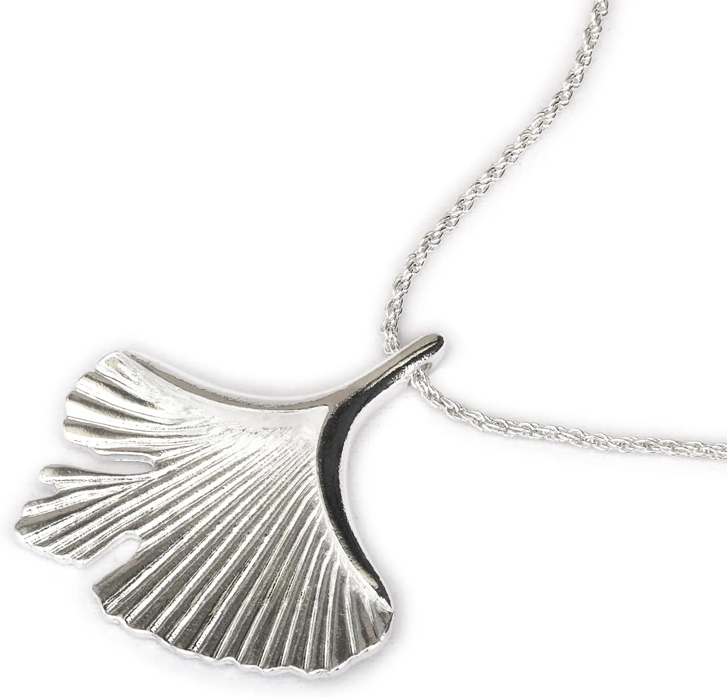Gold Silver Ginkgo Leaf Pendant Necklace - Elegant Women's Long Sweater Chain Statement Jewelry - Fashion Gift for Her