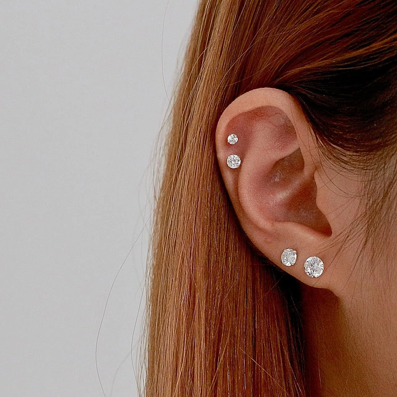 Gold Stud Earrings Set for Women Men, 20G Hypoallergenic 14K Gold-Plated Stainless Steel Birthstone Cubic Zirconia Surgical Steel Cartilage Earrings for Sensitive Ears(5-Pair Set)