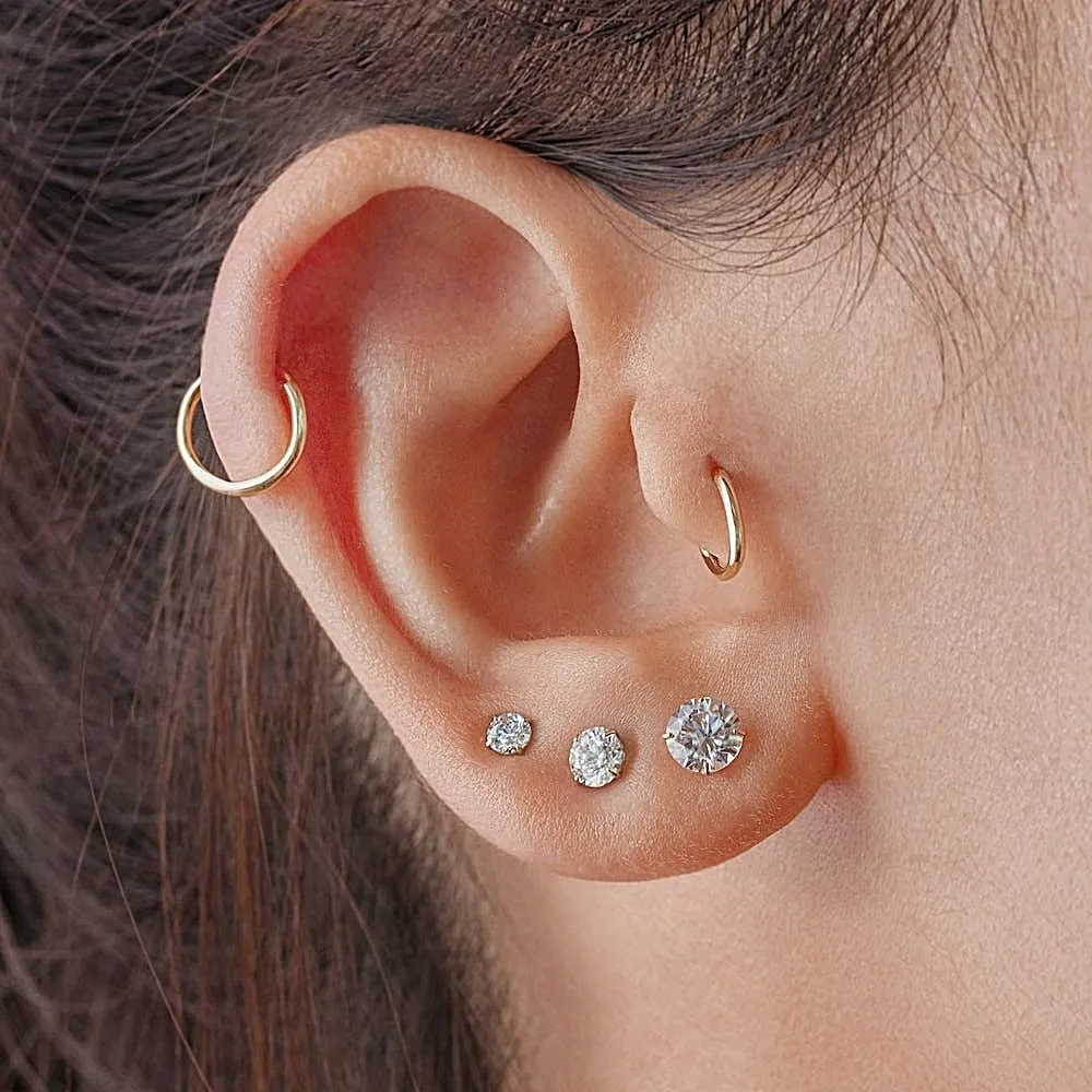 Gold Stud Earrings Set for Women Men, 20G Hypoallergenic 14K Gold-Plated Stainless Steel Birthstone Cubic Zirconia Surgical Steel Cartilage Earrings for Sensitive Ears(5-Pair Set)