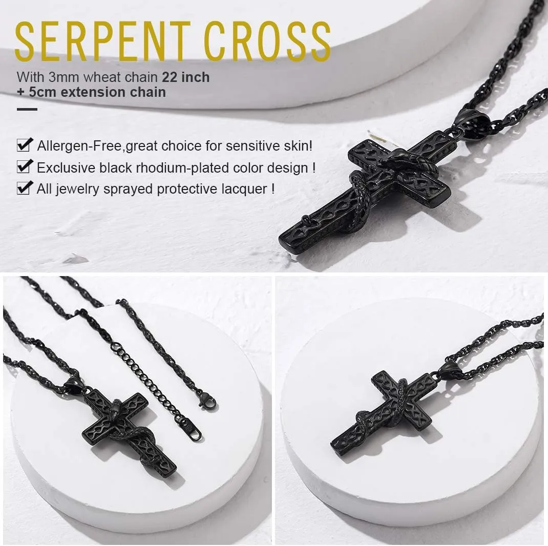 GOLDCHIC JEWELRY Cross INRI Crucifix Pendant Necklace, Virgin Mary Miraculous Medal Necklaces, Jesus Christain Jewelry