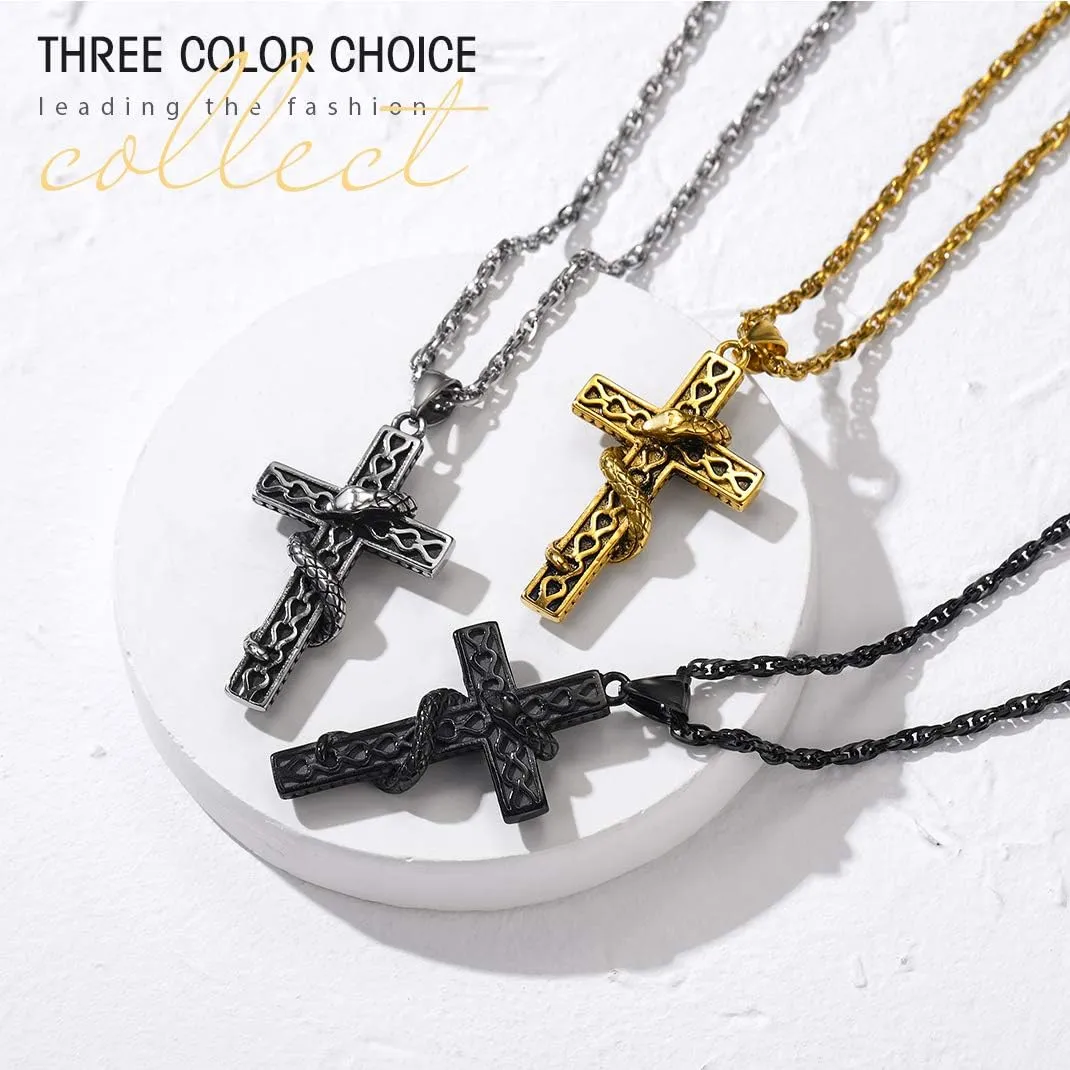 GOLDCHIC JEWELRY Cross INRI Crucifix Pendant Necklace, Virgin Mary Miraculous Medal Necklaces, Jesus Christain Jewelry
