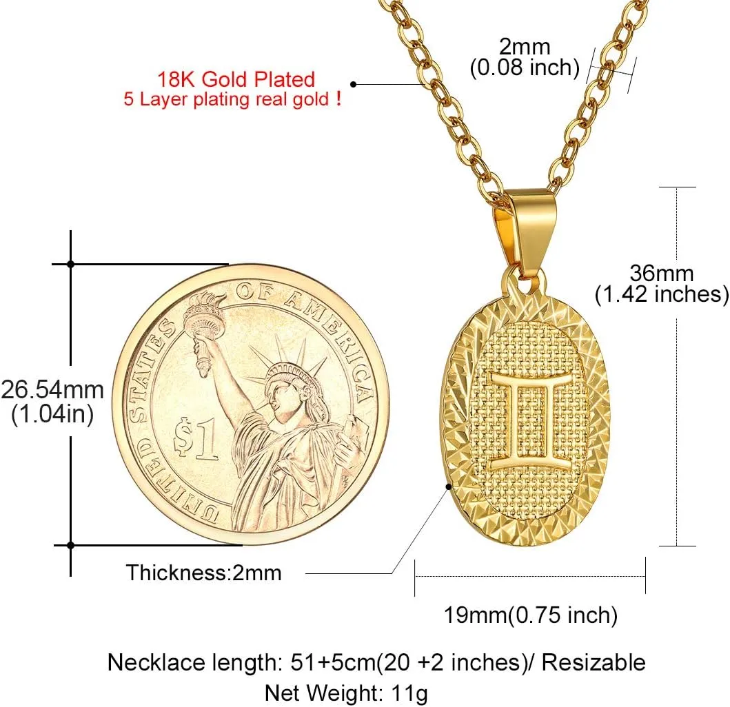 GOLDCHIC JEWELRY Gold Zodiac Necklace for Women Men, Constellation Coin Horoscope Astrology Pendant Necklaces Lucky Jewelry