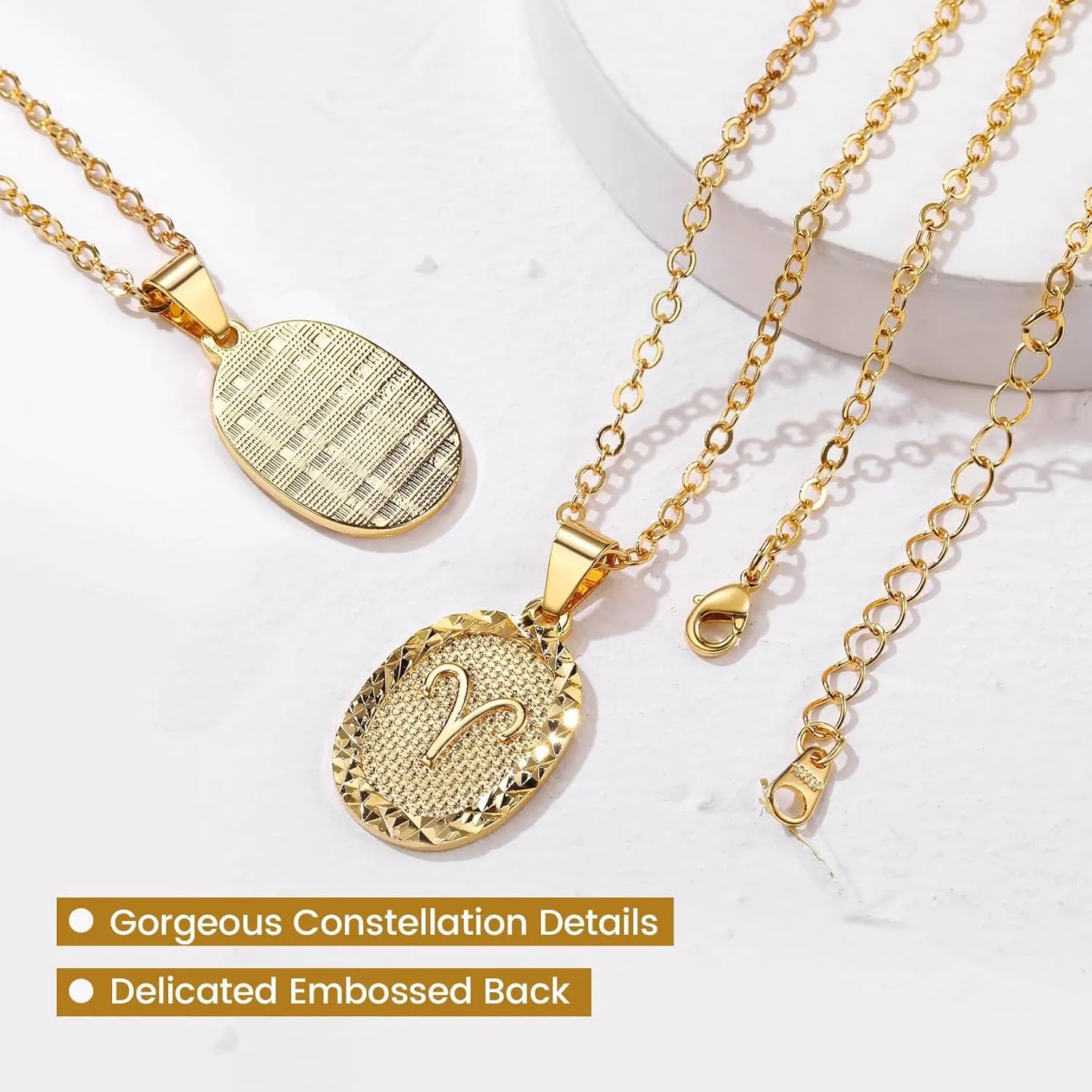 GOLDCHIC JEWELRY Gold Zodiac Necklace for Women Men, Constellation Coin Horoscope Astrology Pendant Necklaces Lucky Jewelry