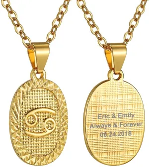 GOLDCHIC JEWELRY Gold Zodiac Necklace for Women Men, Constellation Coin Horoscope Astrology Pendant Necklaces Lucky Jewelry
