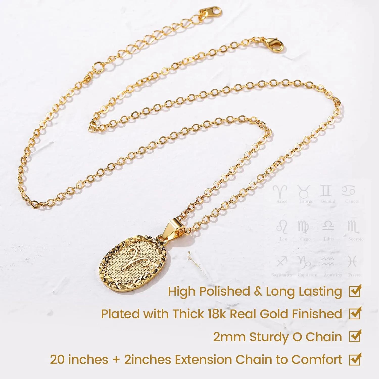 GOLDCHIC JEWELRY Gold Zodiac Necklace for Women Men, Constellation Coin Horoscope Astrology Pendant Necklaces Lucky Jewelry