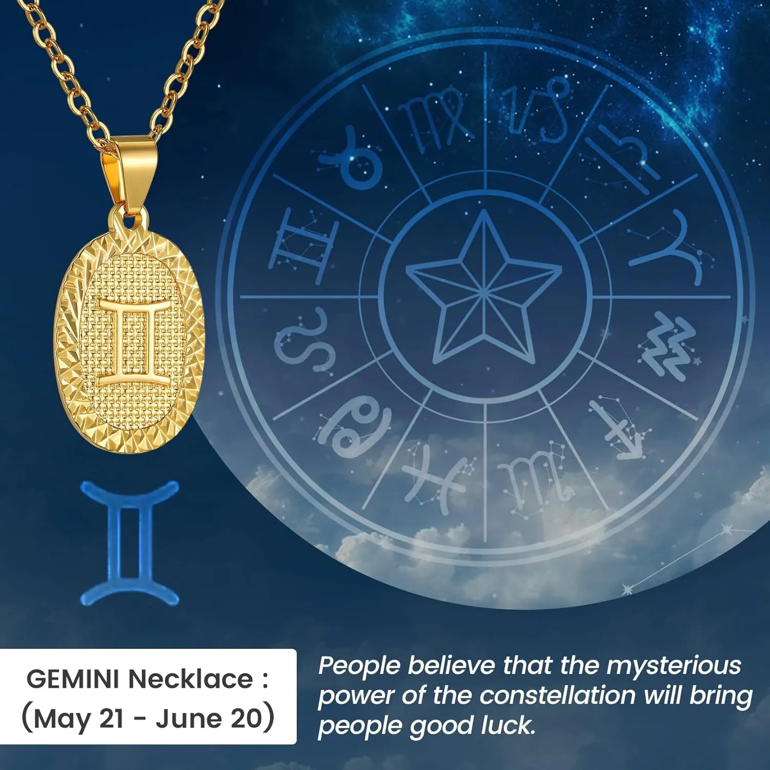 GOLDCHIC JEWELRY Gold Zodiac Necklace for Women Men, Constellation Coin Horoscope Astrology Pendant Necklaces Lucky Jewelry
