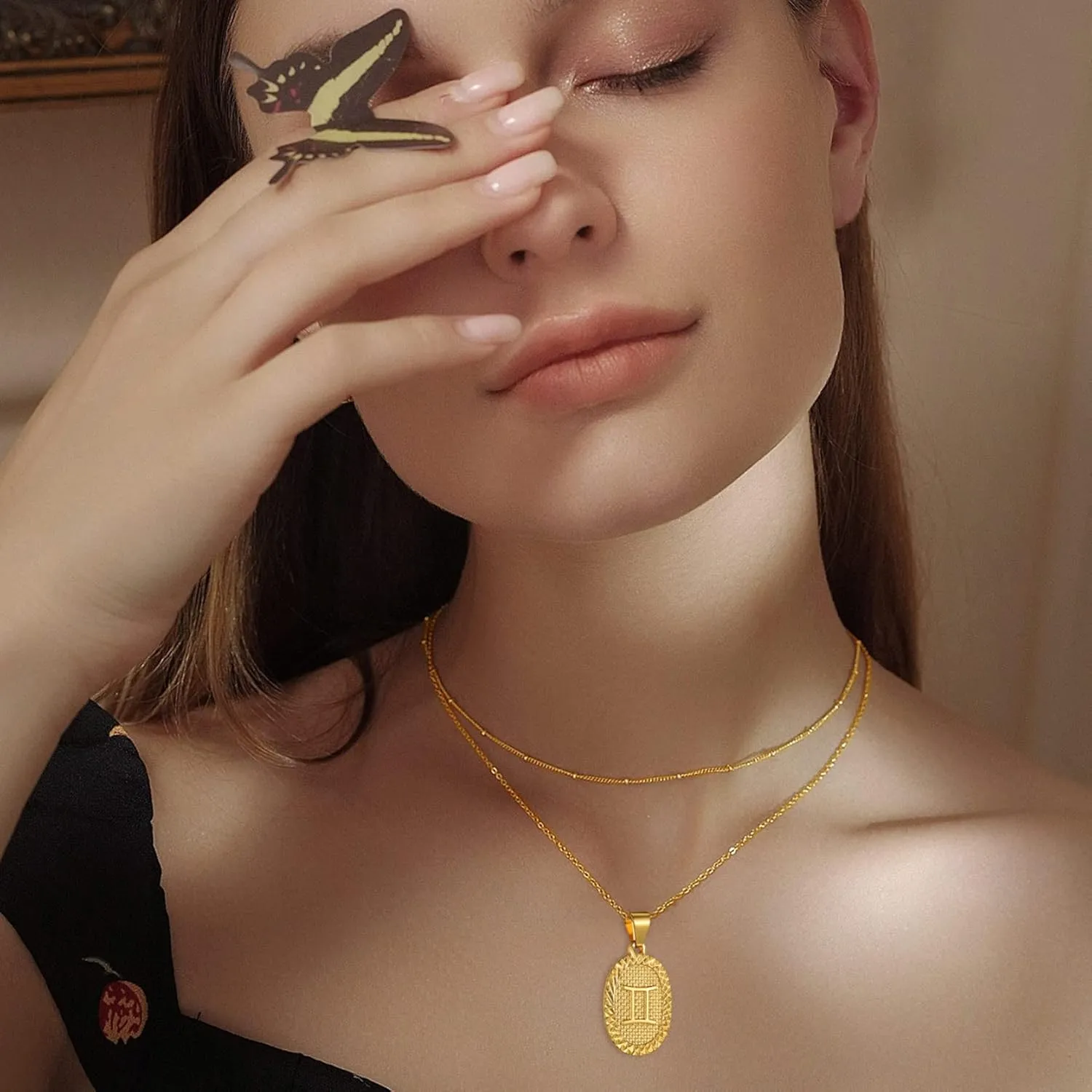 GOLDCHIC JEWELRY Gold Zodiac Necklace for Women Men, Constellation Coin Horoscope Astrology Pendant Necklaces Lucky Jewelry