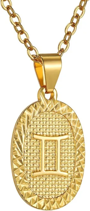 GOLDCHIC JEWELRY Gold Zodiac Necklace for Women Men, Constellation Coin Horoscope Astrology Pendant Necklaces Lucky Jewelry