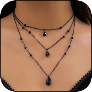 Gothic Blood Drop Necklace Red Crystal Teardrop Necklace Goth Vintage Black Y Necklace Punk Style Y2K Choker Necklace Halloween Necklace Gothic Jewelry Halloween Cosplay Party Jewelry for Women