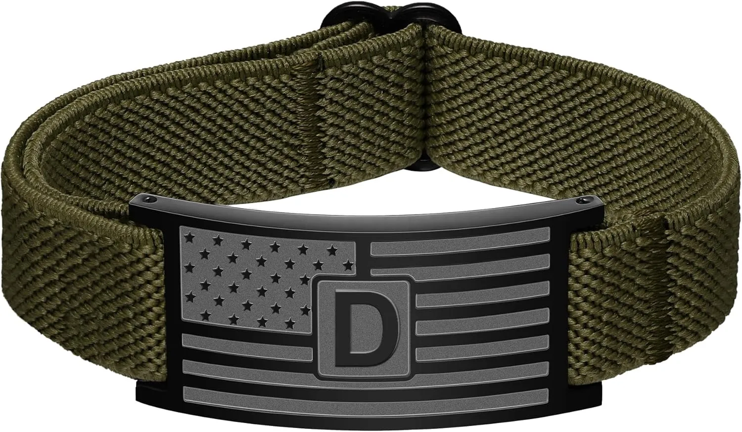 Graduation Gifts for Men Boys, Adjustable American Flag Initial Bracelet, Elastic Stretch Strap Letter Bracelets Patriotic Jewelry