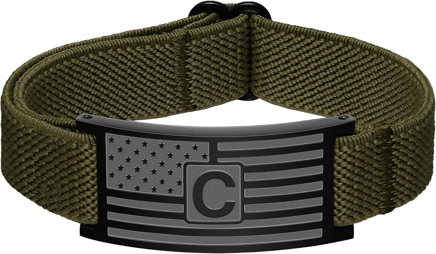 Graduation Gifts for Men Boys, Adjustable American Flag Initial Bracelet, Elastic Stretch Strap Letter Bracelets Patriotic Jewelry