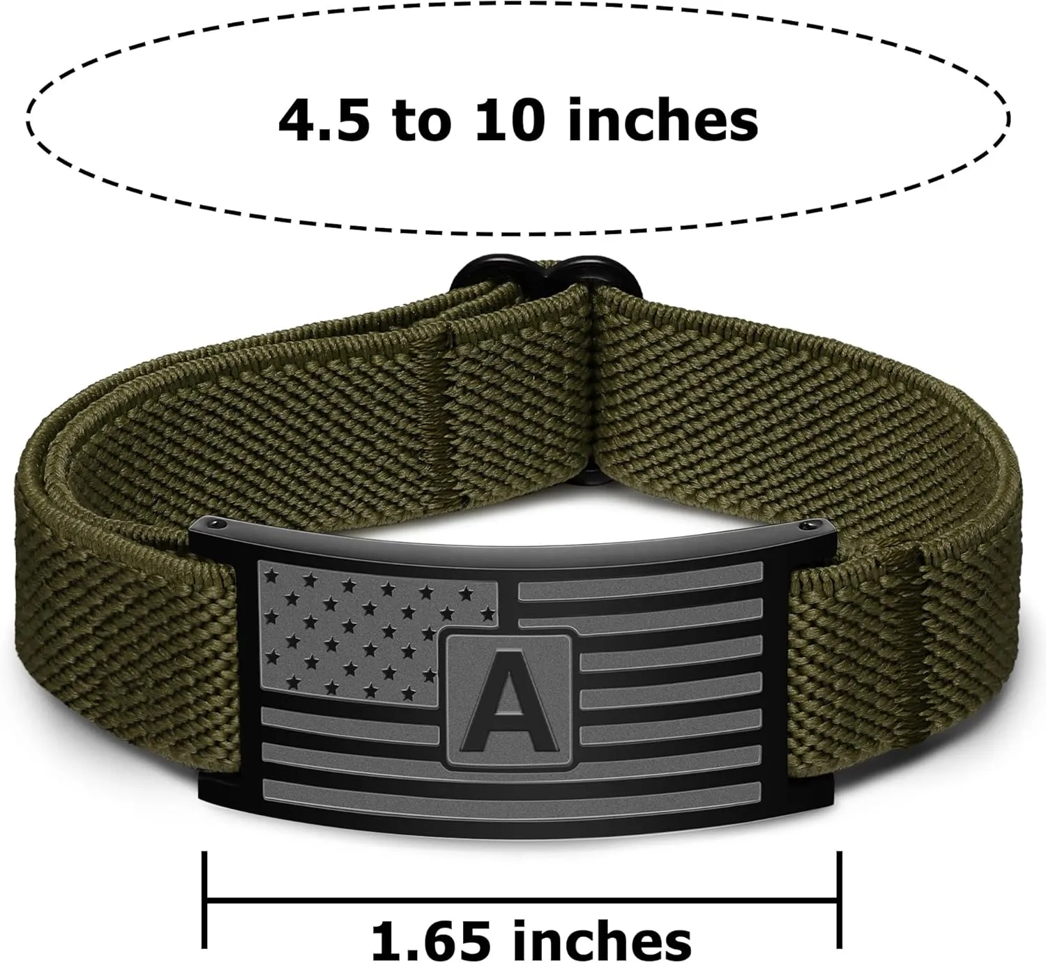 Graduation Gifts for Men Boys, Adjustable American Flag Initial Bracelet, Elastic Stretch Strap Letter Bracelets Patriotic Jewelry
