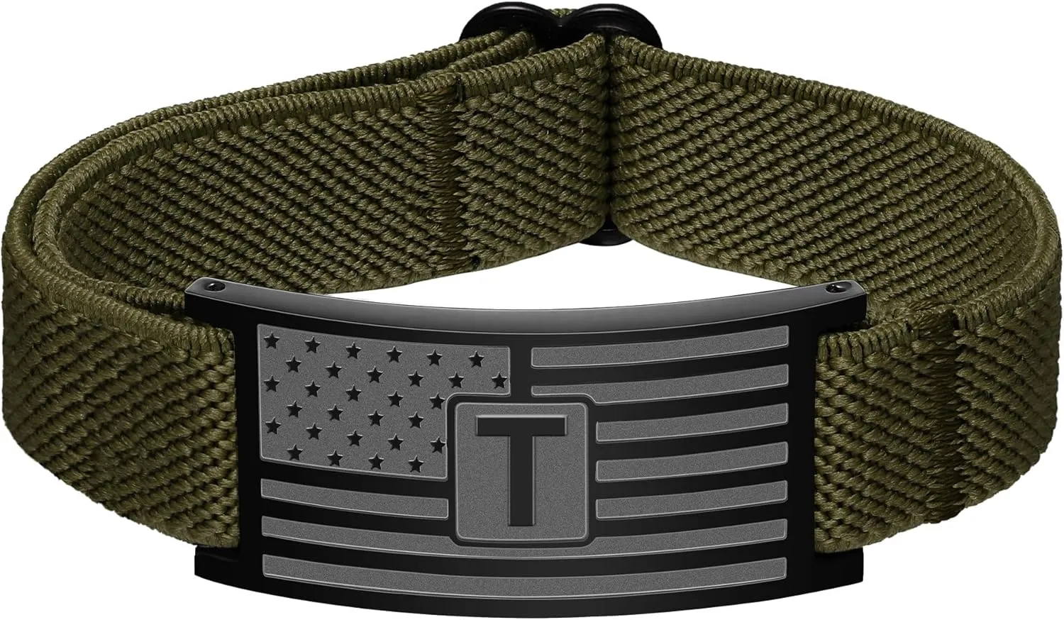 Graduation Gifts for Men Boys, Adjustable American Flag Initial Bracelet, Elastic Stretch Strap Letter Bracelets Patriotic Jewelry