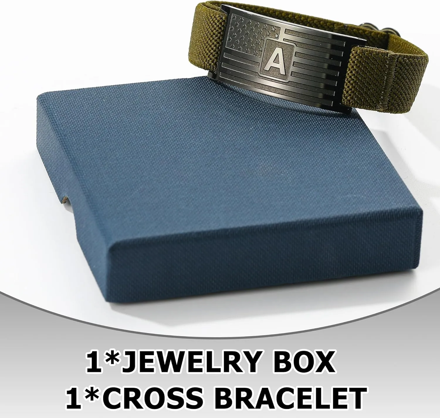 Graduation Gifts for Men Boys, Adjustable American Flag Initial Bracelet, Elastic Stretch Strap Letter Bracelets Patriotic Jewelry