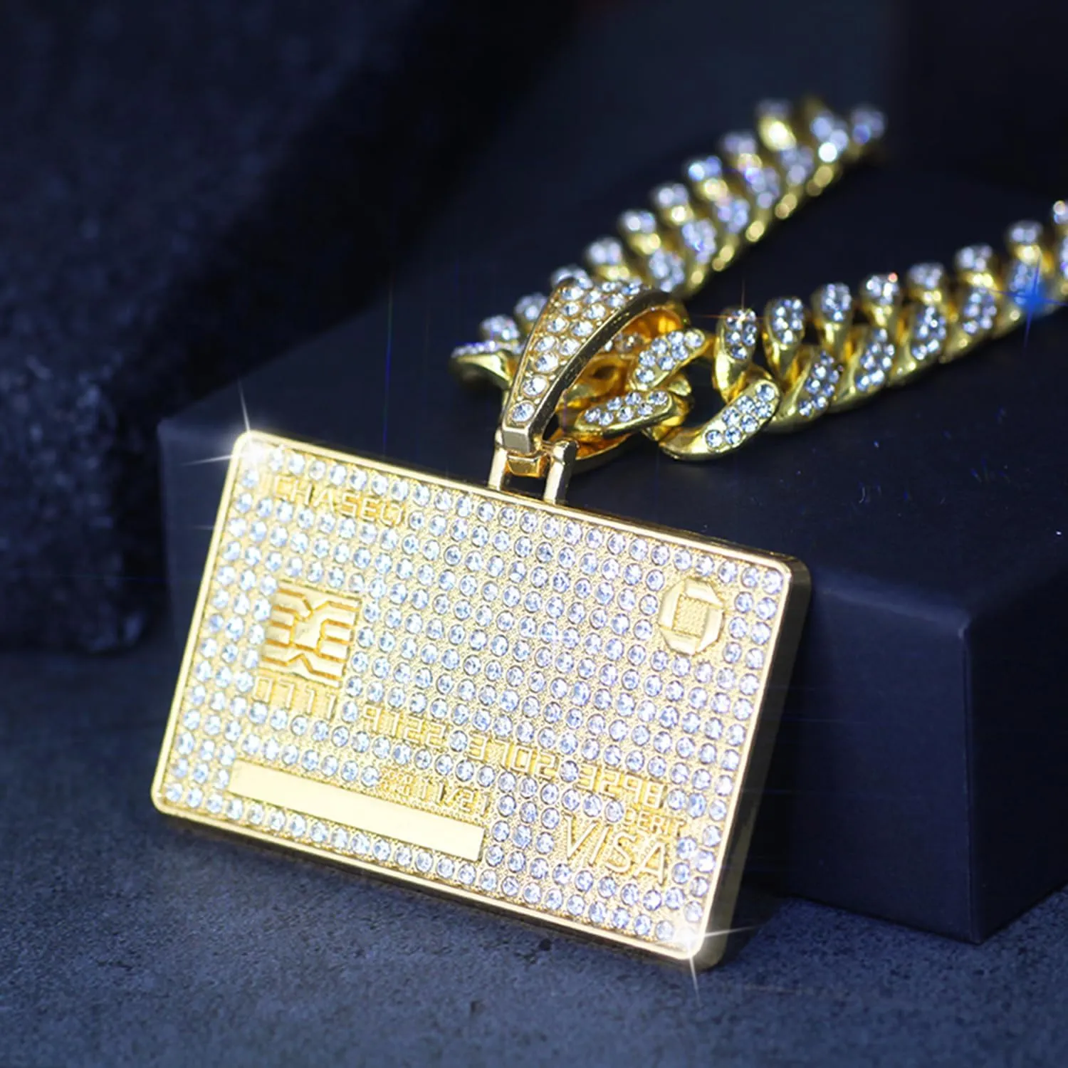 GuoShuang Cuban Link Chain for Men Women with Pendant,miami Ice Out Diamond Cuban Link Necklace Hip Hop Jewelry