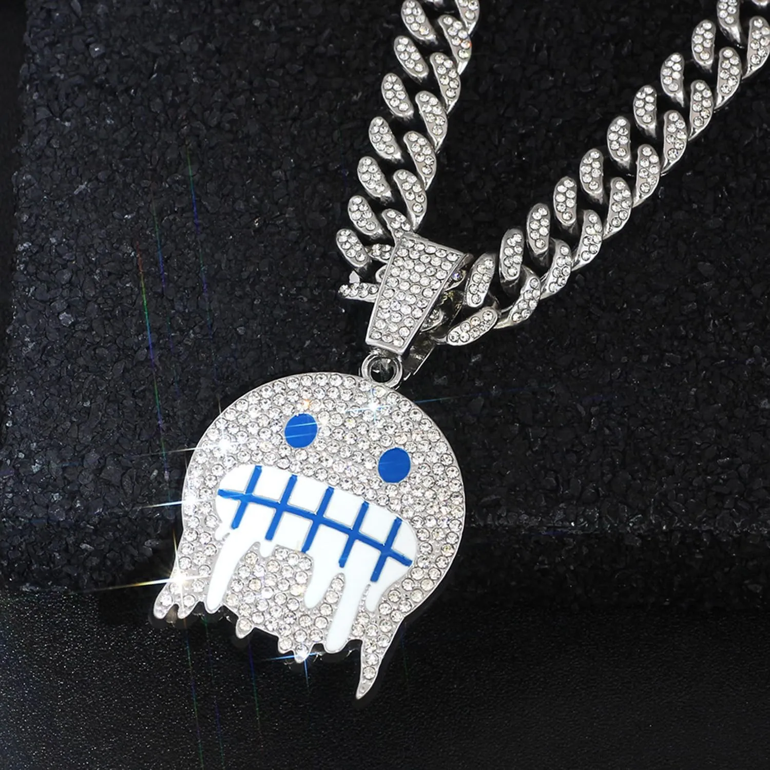 GuoShuang Cuban Link Chain for Men Women with Pendant,miami Ice Out Diamond Cuban Link Necklace Hip Hop Jewelry
