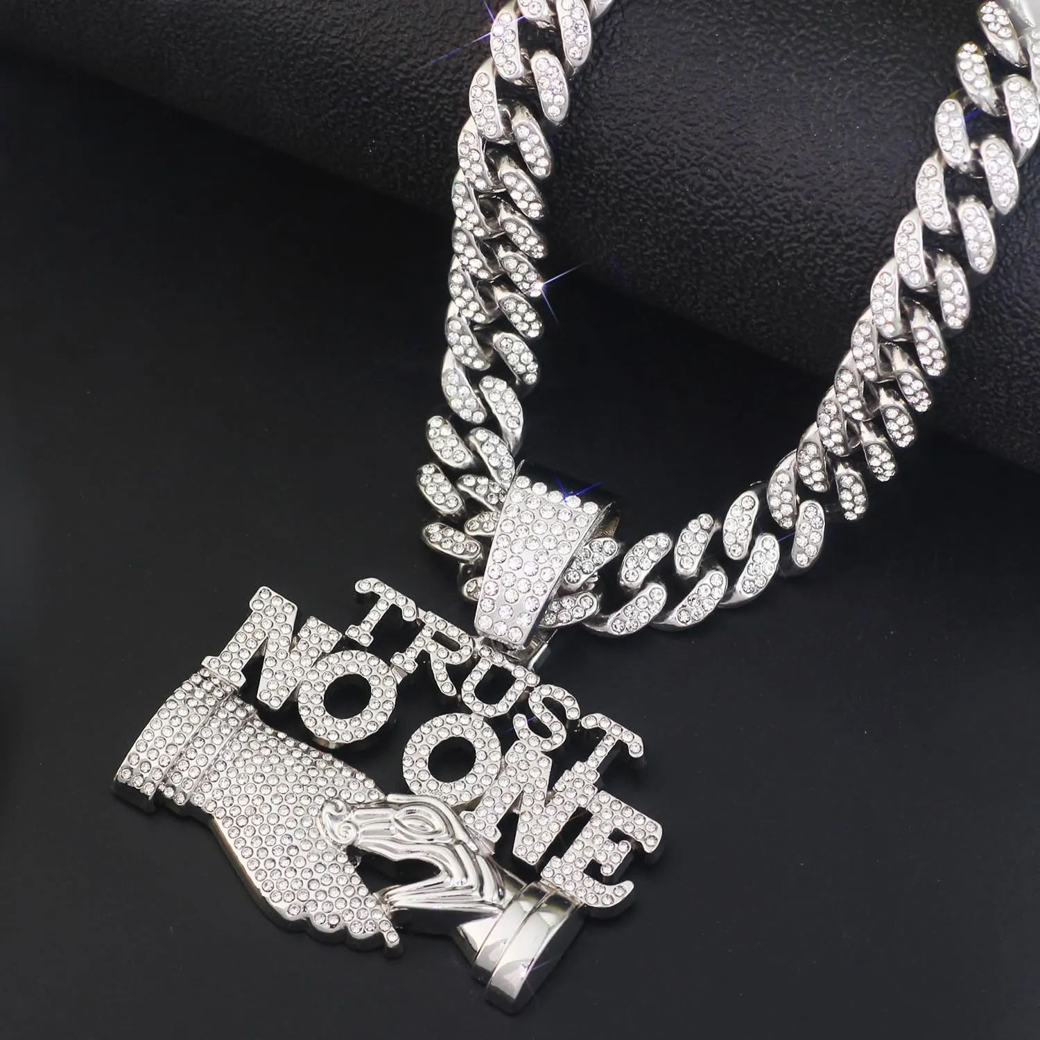 GuoShuang Cuban Link Chain for Men Women with Pendant,miami Ice Out Diamond Cuban Link Necklace Hip Hop Jewelry