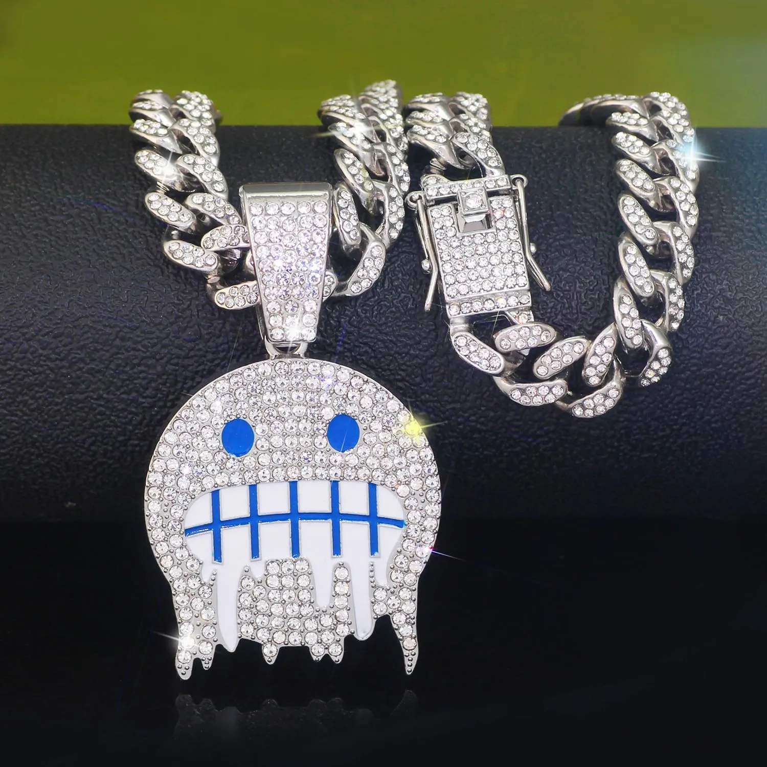 GuoShuang Cuban Link Chain for Men Women with Pendant,miami Ice Out Diamond Cuban Link Necklace Hip Hop Jewelry