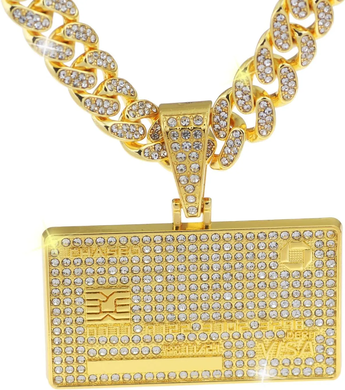 GuoShuang Cuban Link Chain for Men Women with Pendant,miami Ice Out Diamond Cuban Link Necklace Hip Hop Jewelry