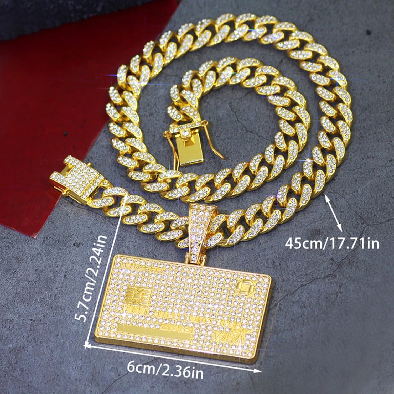 GuoShuang Cuban Link Chain for Men Women with Pendant,miami Ice Out Diamond Cuban Link Necklace Hip Hop Jewelry