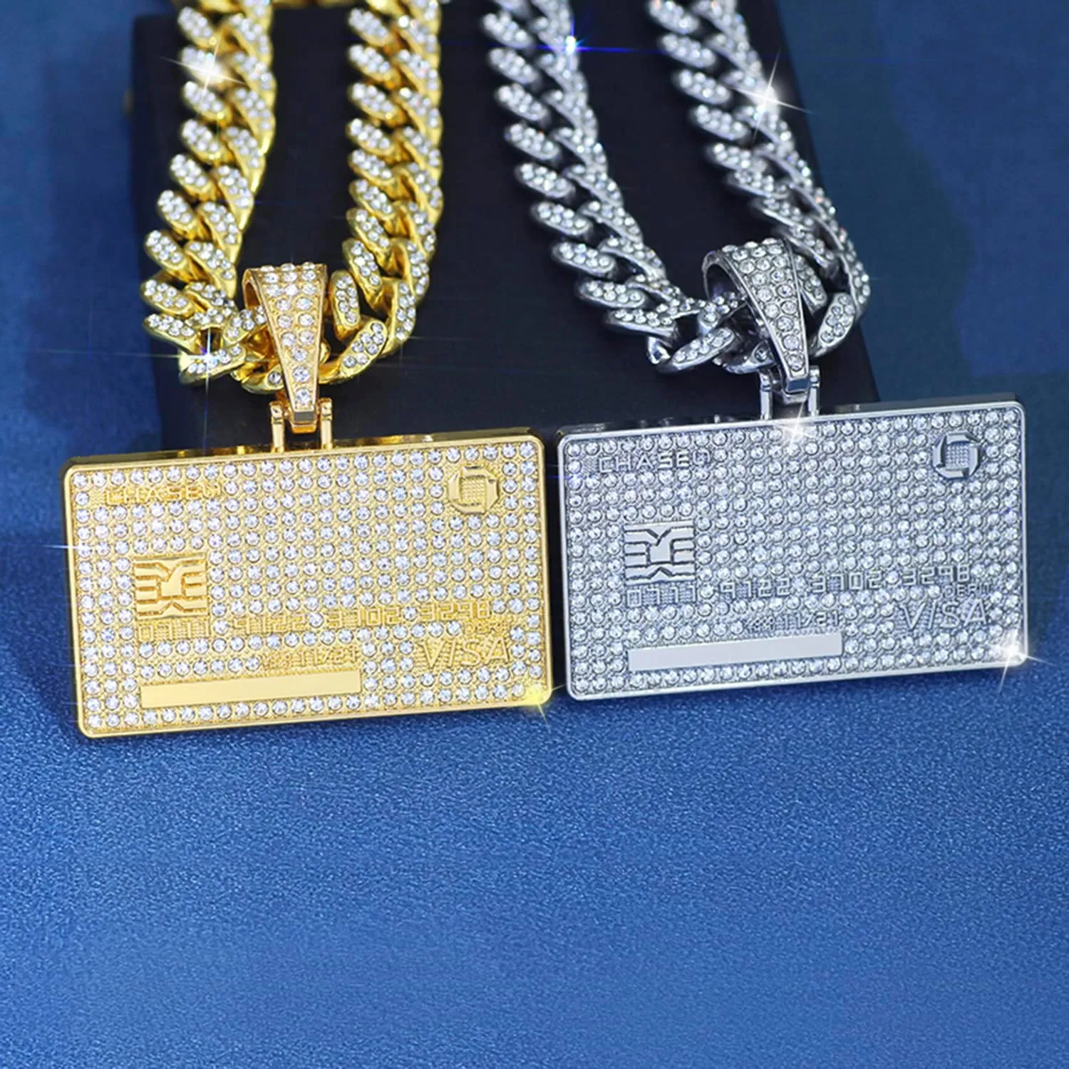 GuoShuang Cuban Link Chain for Men Women with Pendant,miami Ice Out Diamond Cuban Link Necklace Hip Hop Jewelry