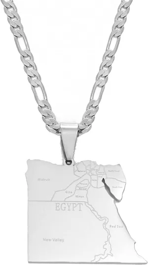 Hafrita Country Egypt Map States Pendant Necklace Men Gold Egyptians Maps Chain Necklace