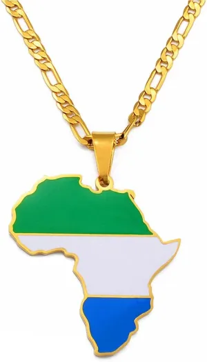 Hafrita Men Afria Necklace 18K Gold Plated Stainless Steel Continent Map Pendant Necklace