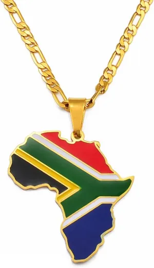 Hafrita Men Afria Necklace 18K Gold Plated Stainless Steel Continent Map Pendant Necklace
