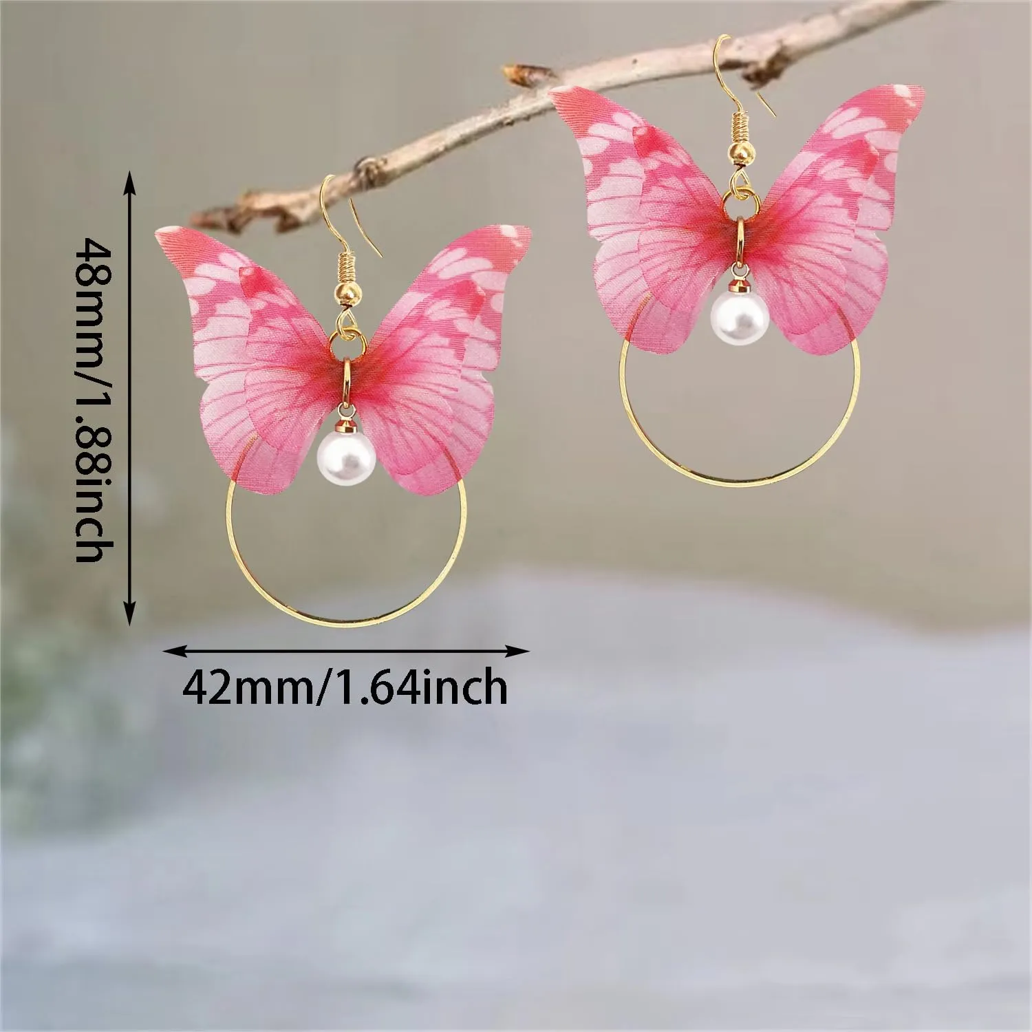 Handmade Bohemian Colorful Butterfly Dangle Drop Earrings Simulation Long Tassel Butterfly Pearl Rhinestone Alloy Dangle Drop Earrings for Women