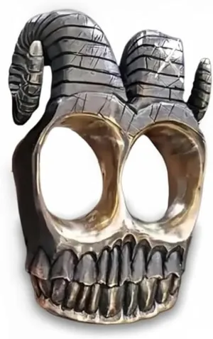 Handmade Vintage Horn Punk Skeleton, Gothic Double Loop Full Finger, Skeleton Head Design, Unique Hip Hop Jewelry for Motorcyclists, Unique Statement Jewelry for Men & Women